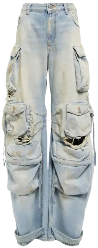 The Attico Blue Fern Denim Cargo Jeans $1690