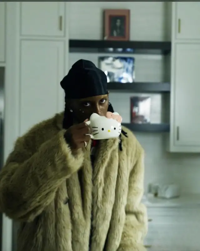 Playboi Carti outfit in Hello Kitty, 2024