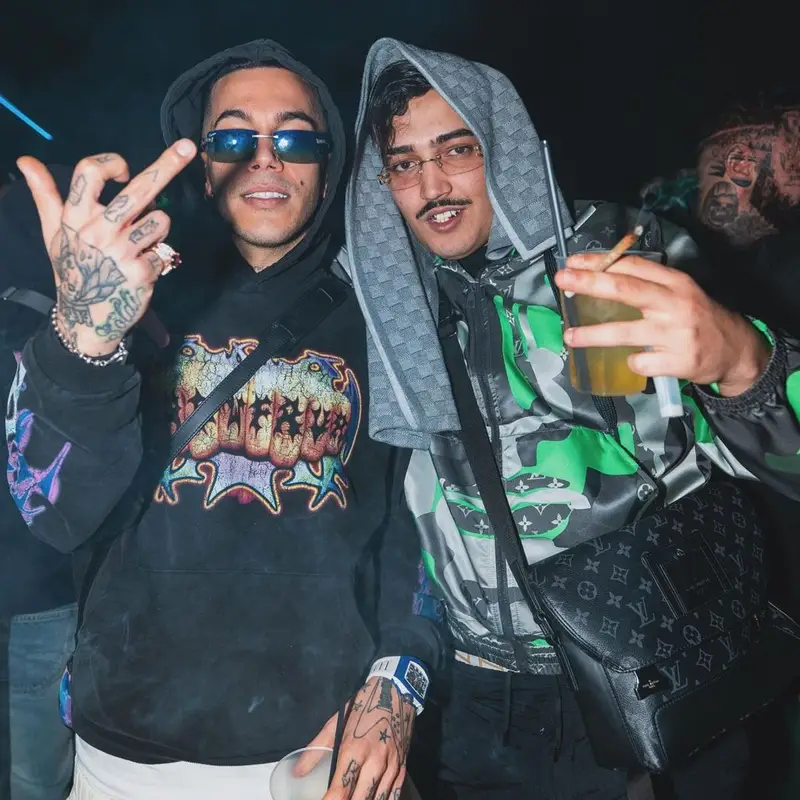Sfera Ebbasta outfit in Chew Forever, 2024