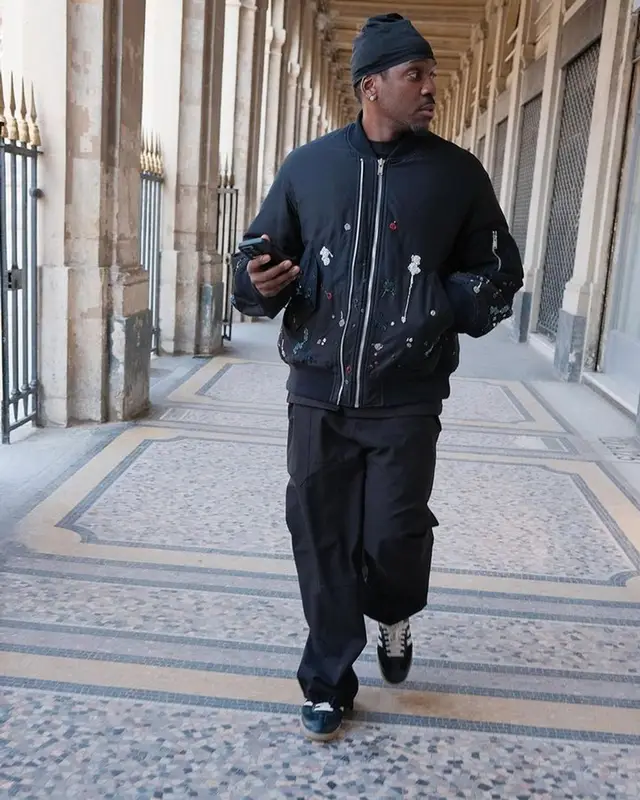 Pusha T outfit in Undercover, Loewe, and Adidas, 2024