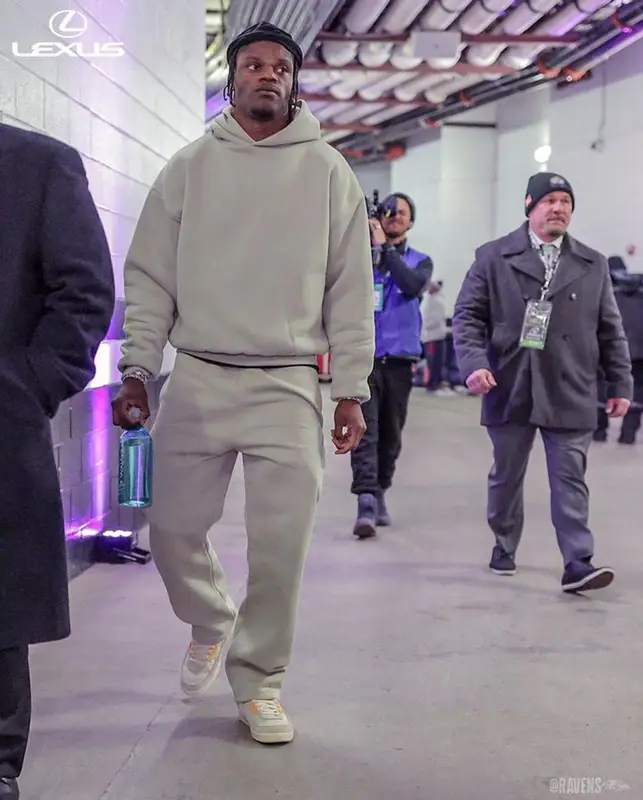 Lamar Jackson outfit in Seventh Heaven, Jordan, and Union Los Angeles, 2024