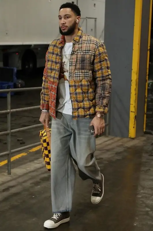 Ben Simmons outfit in Burberry, Balenciaga, and Rick Owens, 2024