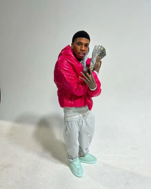 NLE Choppa outfit in Nike, Helmut Lang, and Marni, 2024