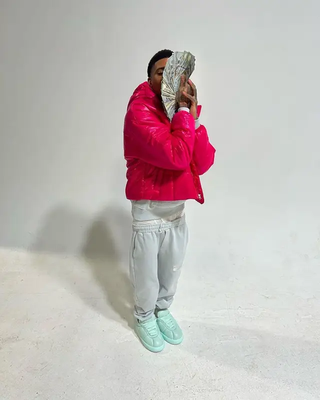 NLE Choppa outfit in Nike, Helmut Lang, and Marni, 2024