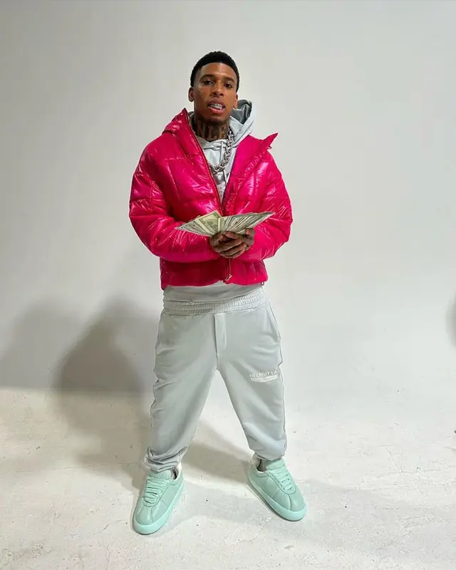 NLE Choppa outfit in Nike, Helmut Lang, and Marni, 2024