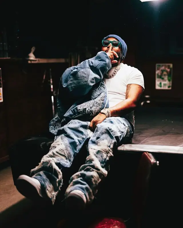 Icewear Vezzo outfit in Who Decides War, Nike, and Palm Angels, 2024