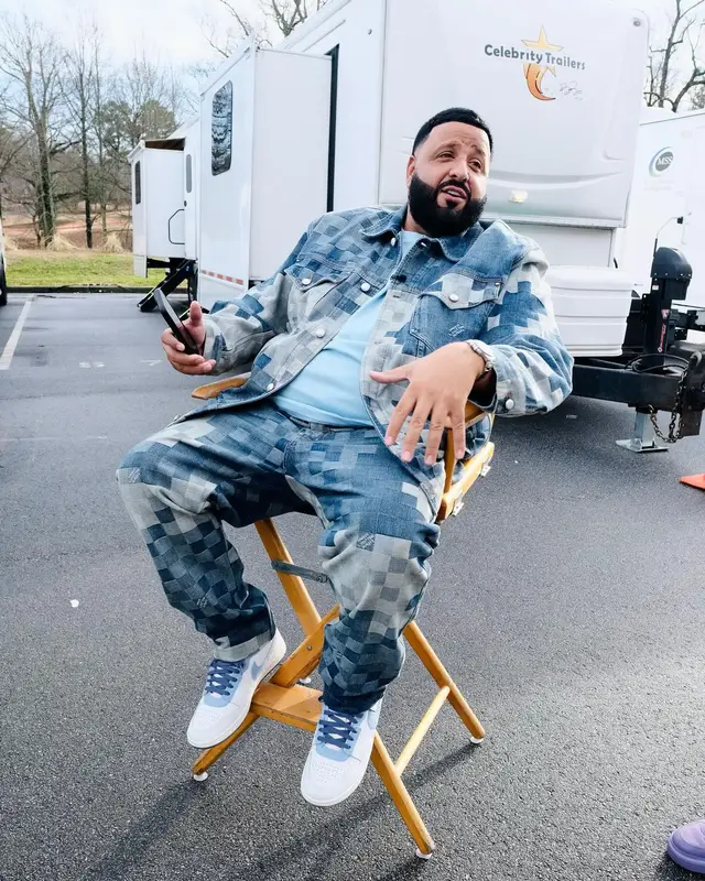 DJ Khaled outfit in Louis Vuitton, Nike, and Rolex, 2024