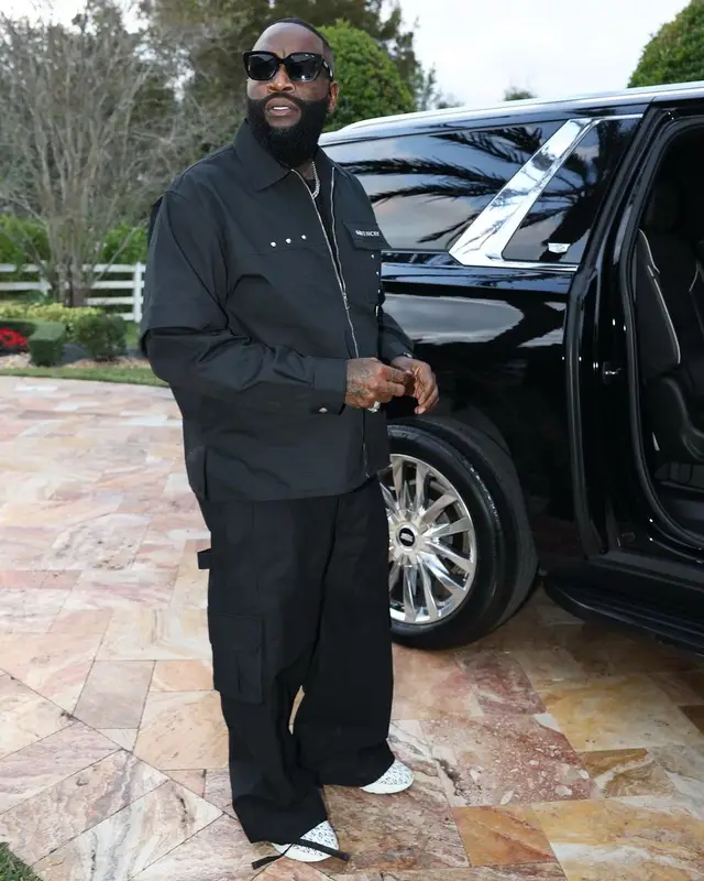 Rick Ross outfit in Givenchy and Celine, 2024