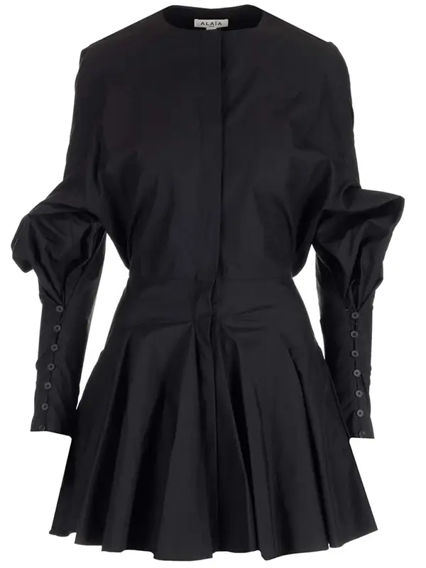 Alaïa Black Curved Seam Detailed Skater Mini Dress $2024