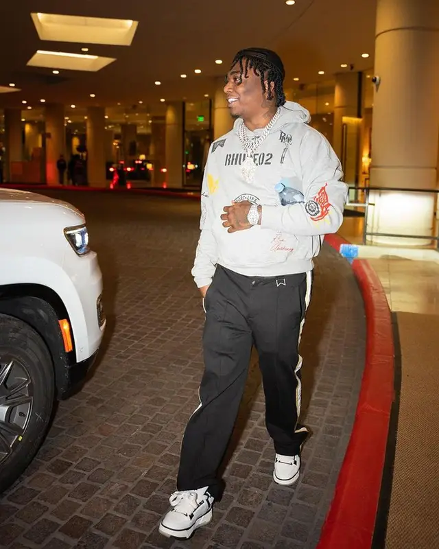 Fredo Bang outfit in Amiri and Rhude, 2024