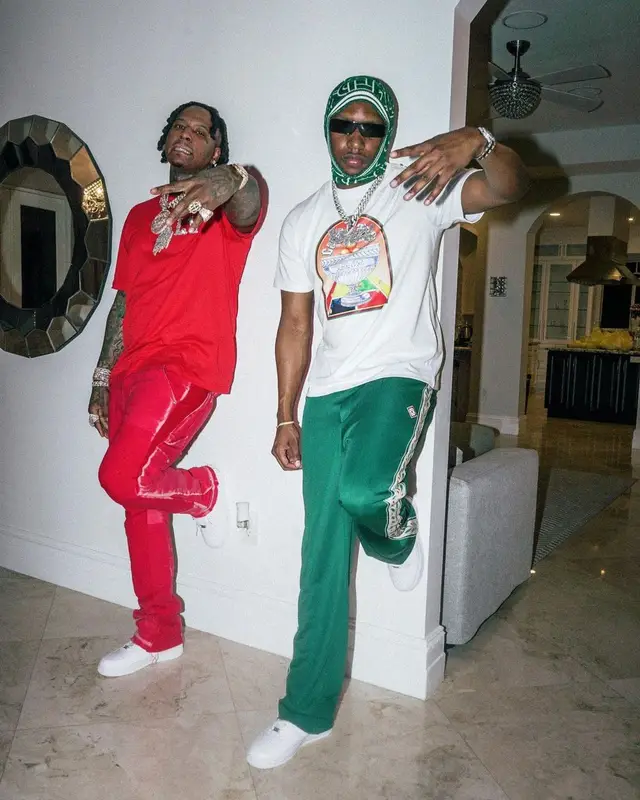 Moneybagg Yo outfit in Louis Vuitton, Gallery Dept., and Nike, 2024
