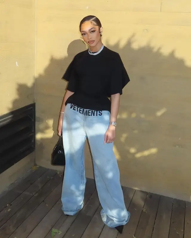Jodie Woods outfit in Maison Margiela, Vetements, and Givenchy, 2024
