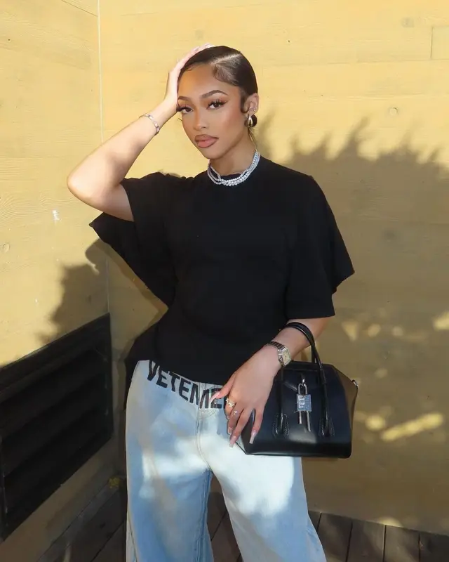 Jodie Woods outfit in Maison Margiela, Vetements, and Givenchy, 2024