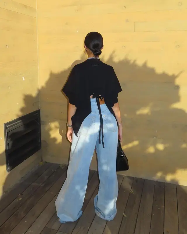 Jodie Woods outfit in Maison Margiela, Vetements, and Givenchy, 2024