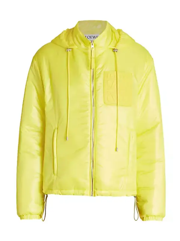 Loewe Yellow Padded Anagram Hooded Parka $1250