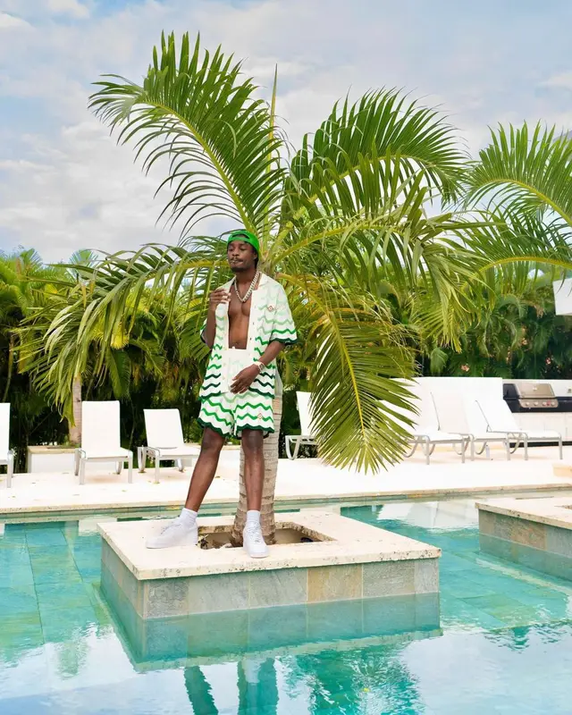 Lil Tjay outfit in Casablanca and Nike, 2024