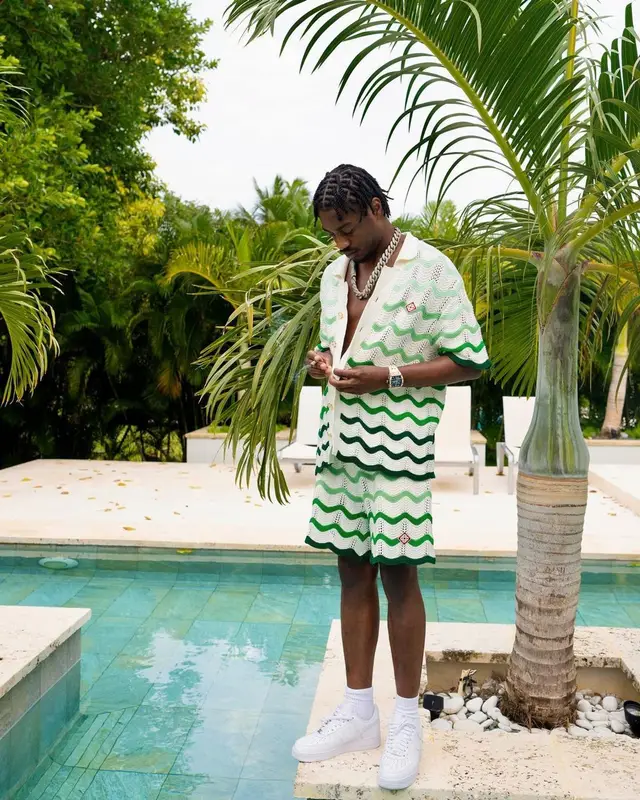 Lil Tjay outfit in Casablanca and Nike, 2024