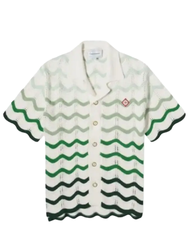 Casablanca Wave Crochet Knit Green Shirt $574