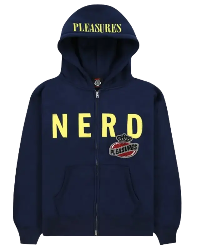Pleasures Navy Nerd Zip Up Hoodie $140