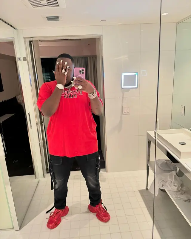 Saucy Santana outfit in Vetements, Amiri, and Balenciaga, 2024
