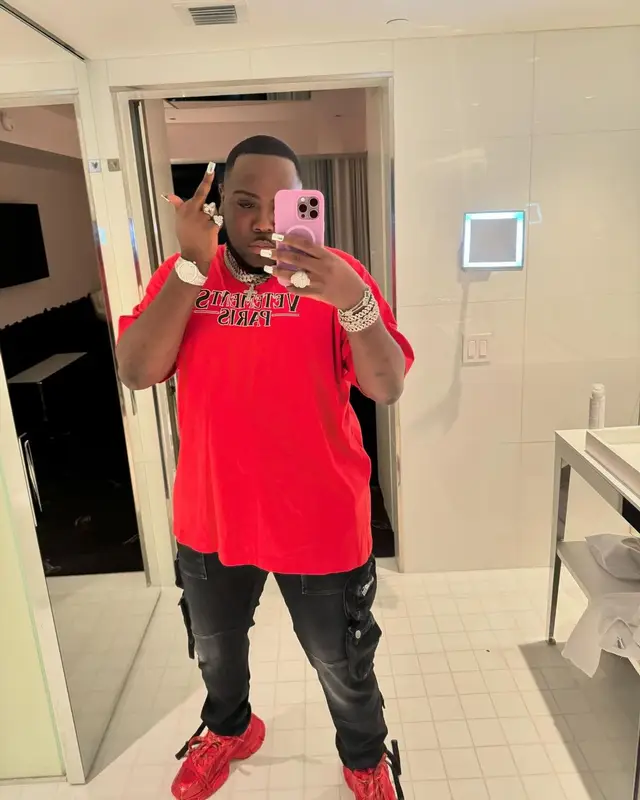 Saucy Santana outfit in Vetements, Amiri, and Balenciaga, 2024
