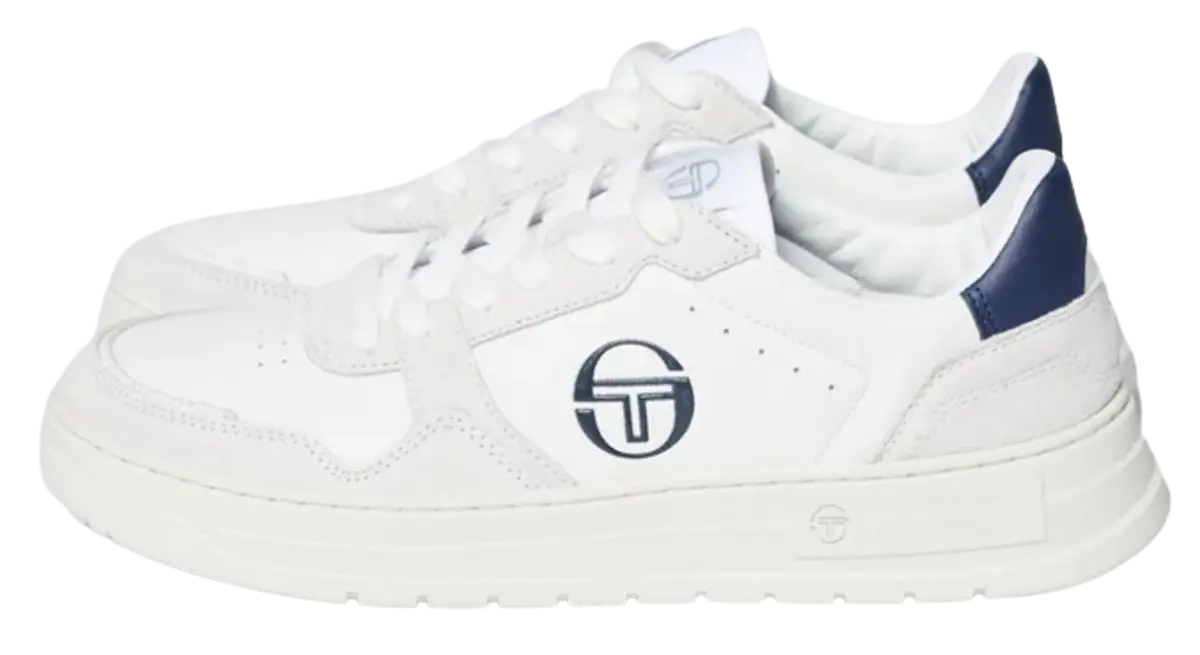 Sergio Tacchini White And Navy  Court Classic Mp Sneakers $182