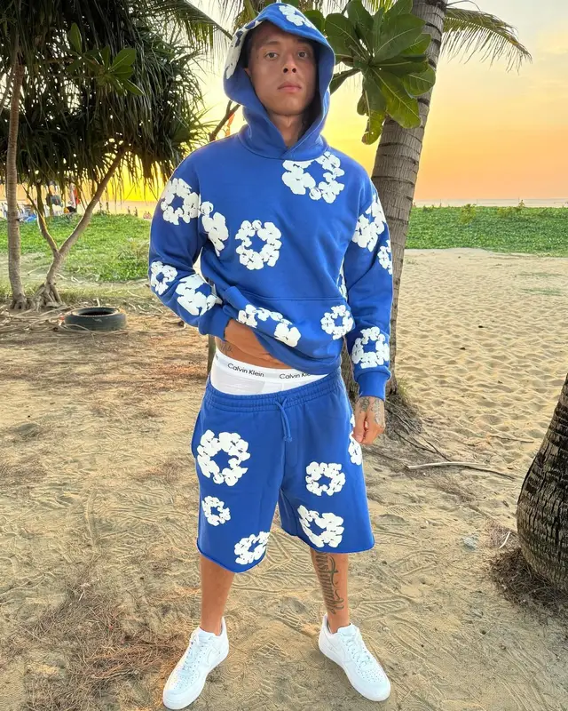Central Cee outfit in Denim Tears, Nike, and Calvin Klein, 2024