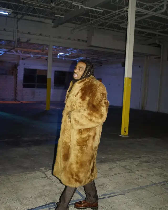 Quavo outfit in Fear of God, Kapital, and Louis Vuitton, 2024