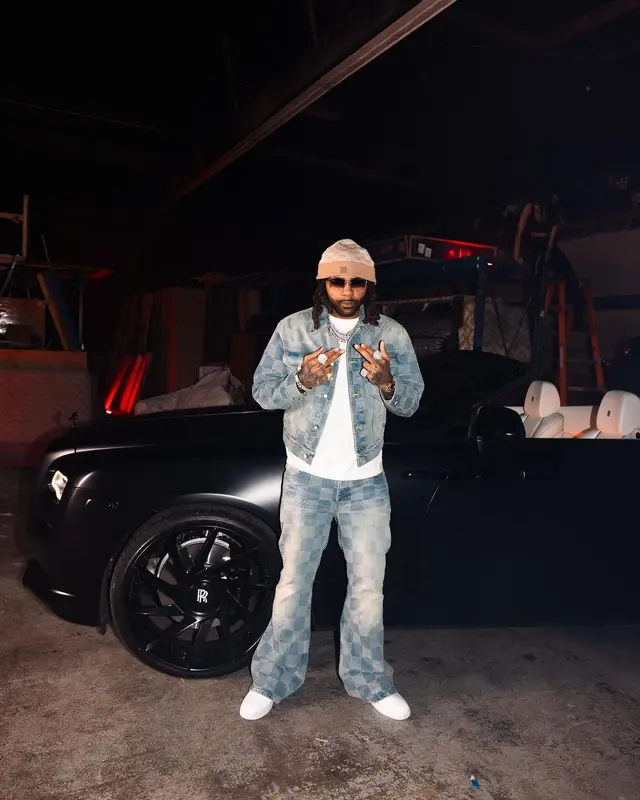 Money Man outfit in Nike, Cartier, and Louis Vuitton, 2024