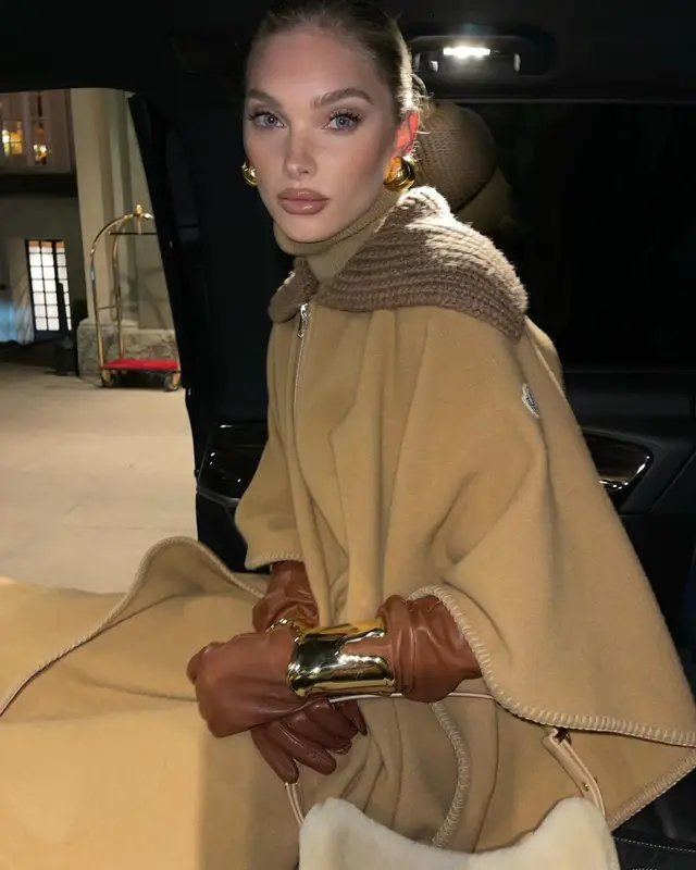 Elsa Hosk outfit in Moncler, Helsa Studio, and Off-White, 2024