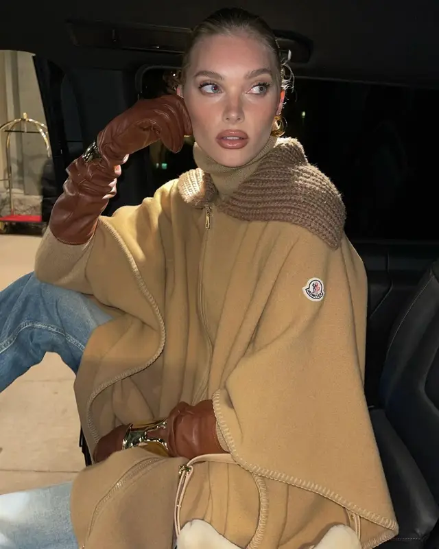 Elsa Hosk outfit in Moncler, Helsa Studio, and Off-White, 2024