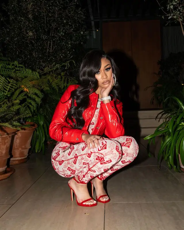 Lakeyah outfit in Diesel, Poster Girl, and Stuart Weitzman, 2024