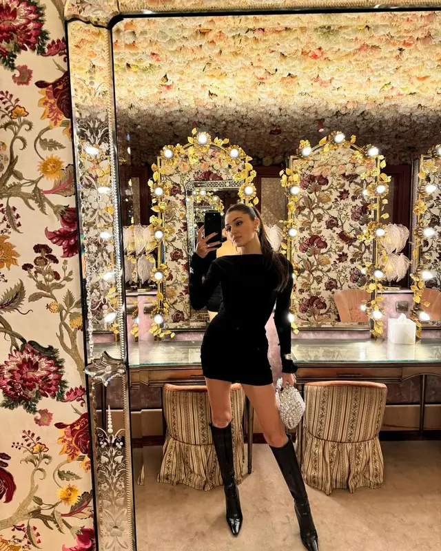 Hande Erchel outfit in Saint Laurent and Bottega Veneta, 2024