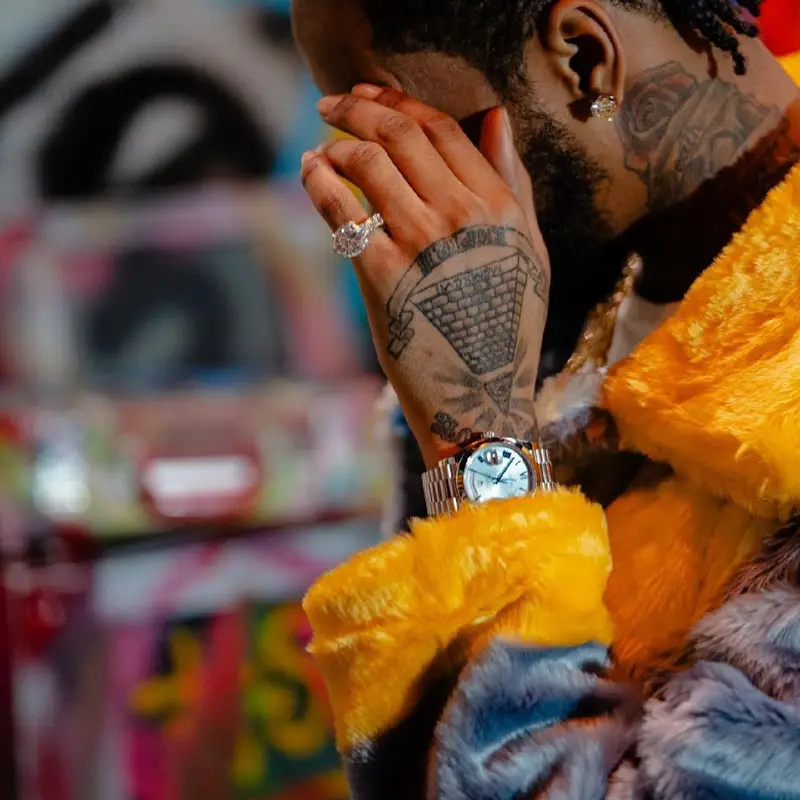 Key Glock outfit in KidSuper, Gallery Dept., and Jordan, 2024