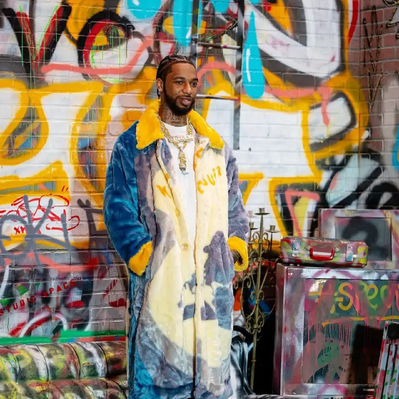 Key Glock outfit in KidSuper, Gallery Dept., and Jordan, 2024