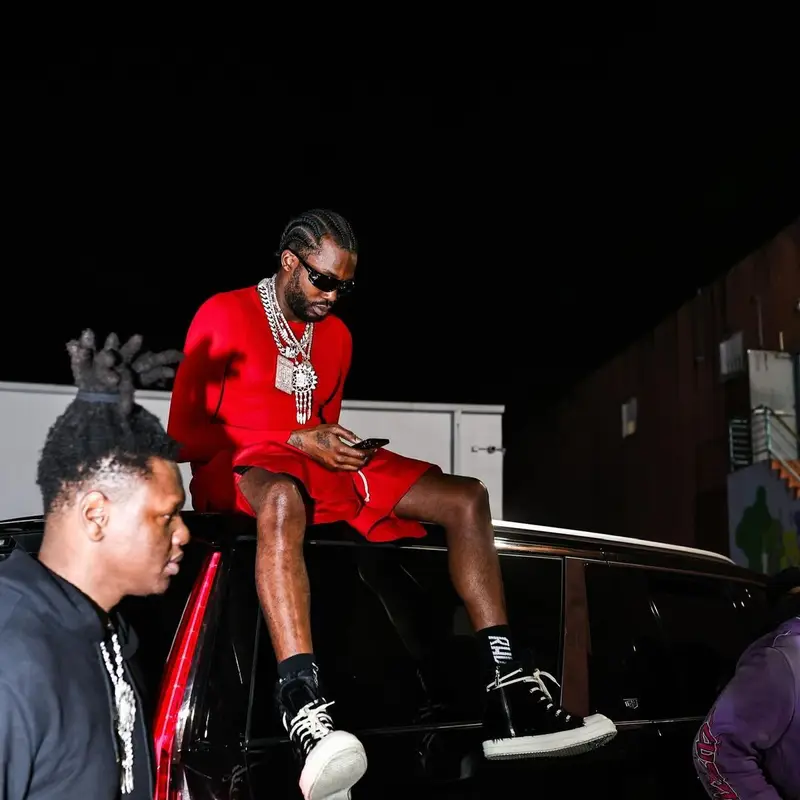 Meek Mill outfit in Rick Owens and Rhude, 2024