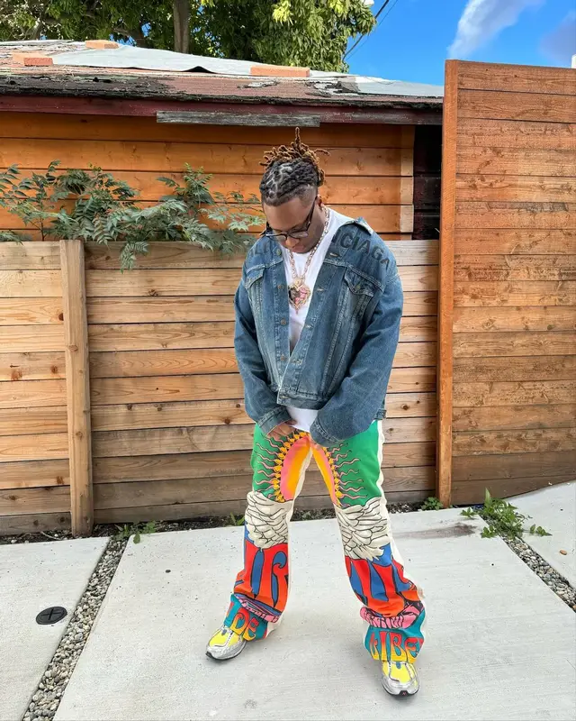 Tay Keith outfit in Balenciaga, Cout De La Liberte, and New Balance, 2024