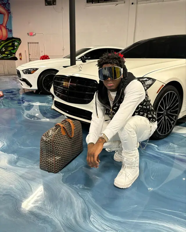 Real Boston Richey outfit in Amiri, Goyard, and Louis Vuitton, 2024