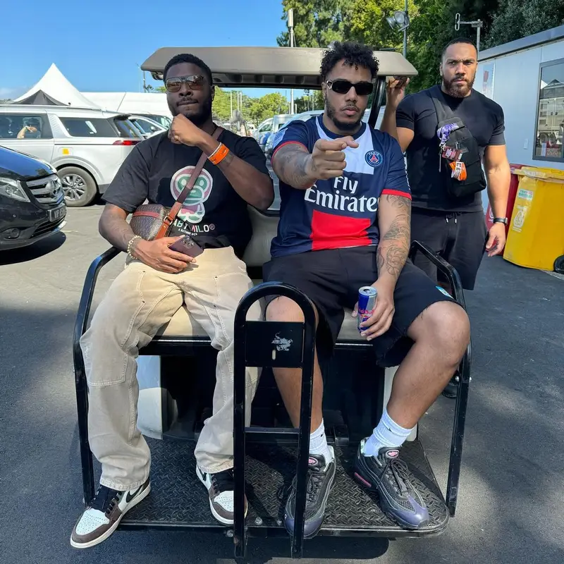 AJ Tracey outfit in Nike, Prada, and Paris Saint-Germain, 2024