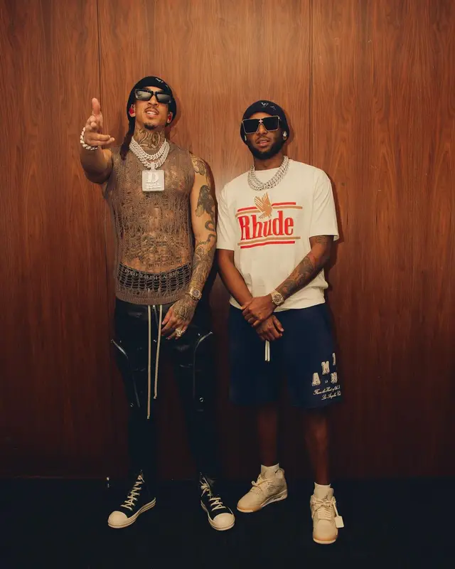 Dirtbike LB outfit in Rhude, Amiri, and Louis Vuitton, 2024
