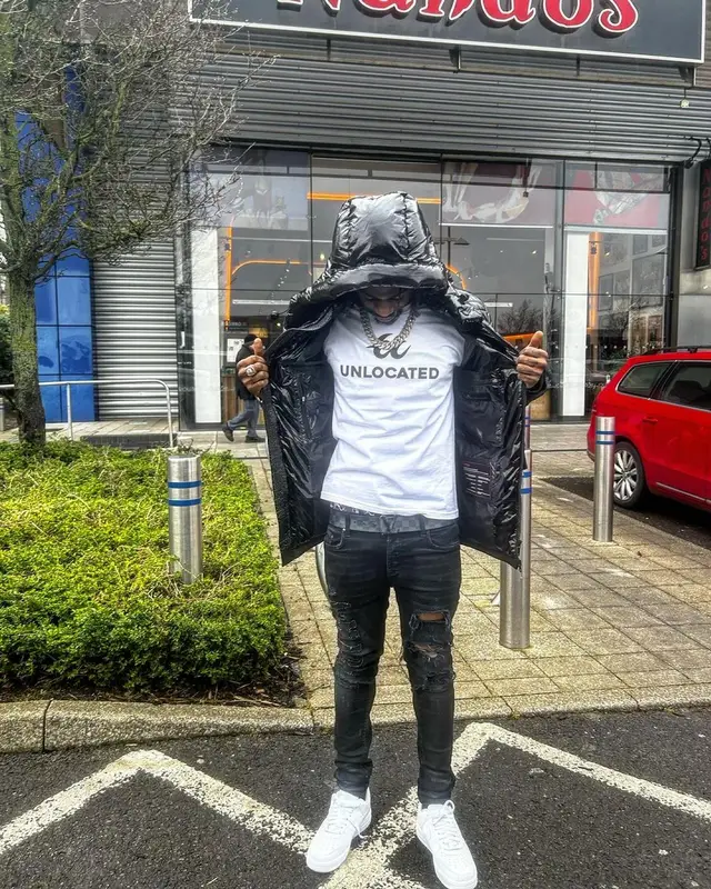 Russ Millions outfit in Amiri, Nike, and Louis Vuitton, 2024