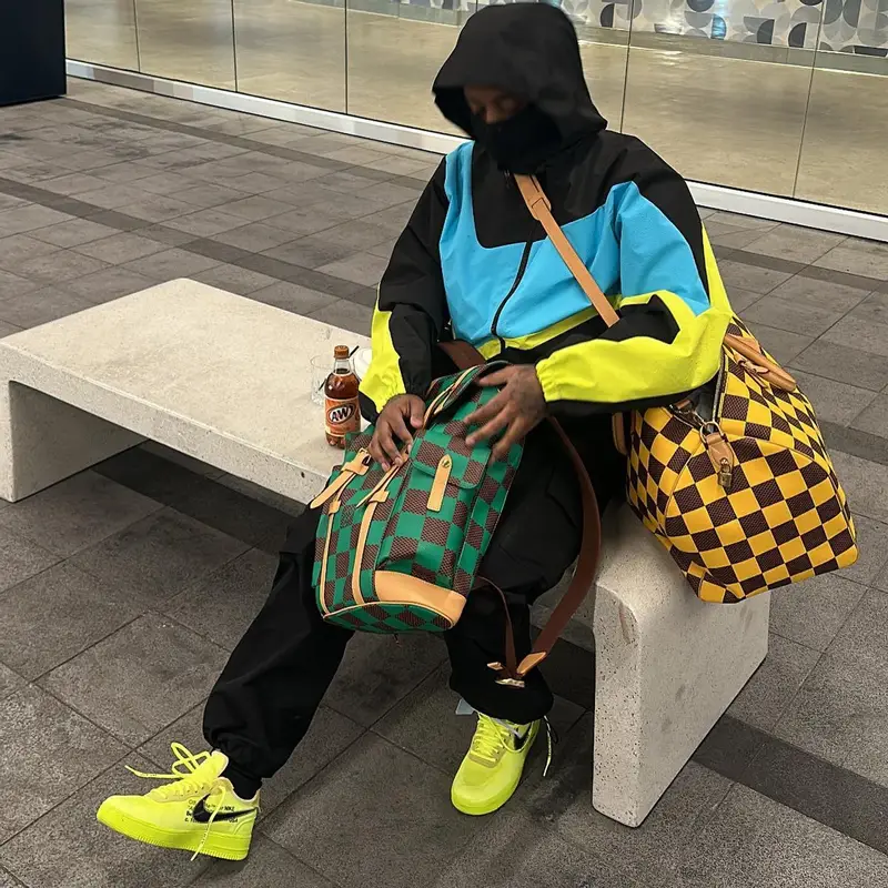 Babyface Ray outfit in Louis Vuitton, Nike, and Off-White, 2024
