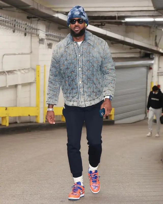 LeBron James outfit in Nike, Louis Vuitton, and Off-White, 2024