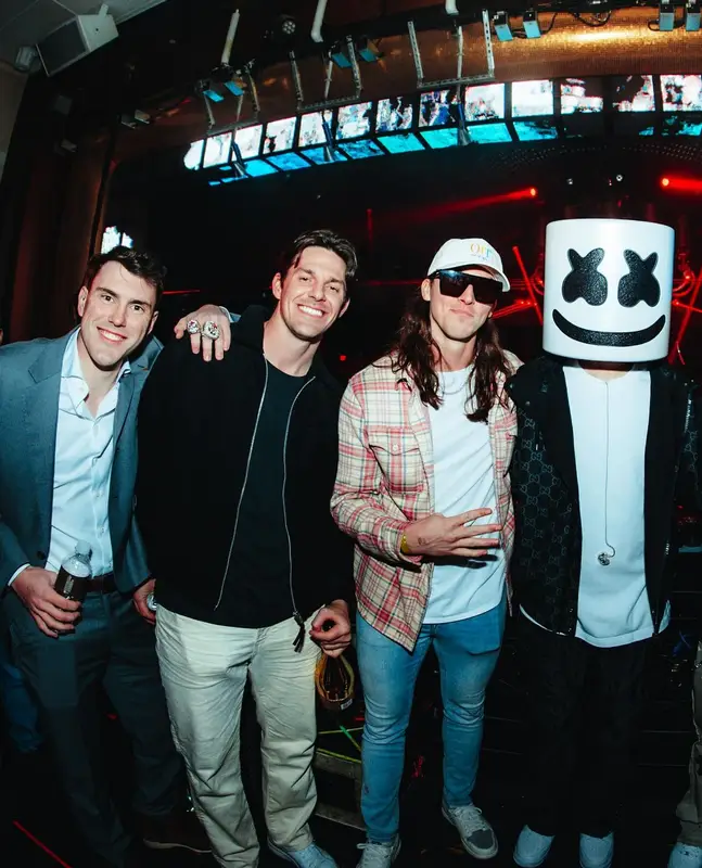 Marshmello outfit in Gucci, Nike, and Marshmello Merch, 2024
