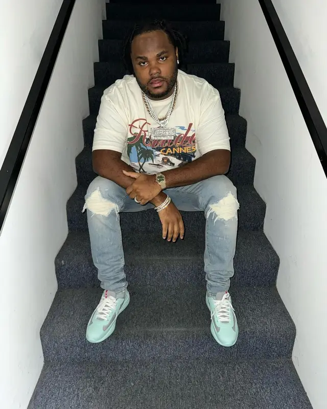Tee Grizzley outfit in Rhude, Amiri, and Prada, 2024