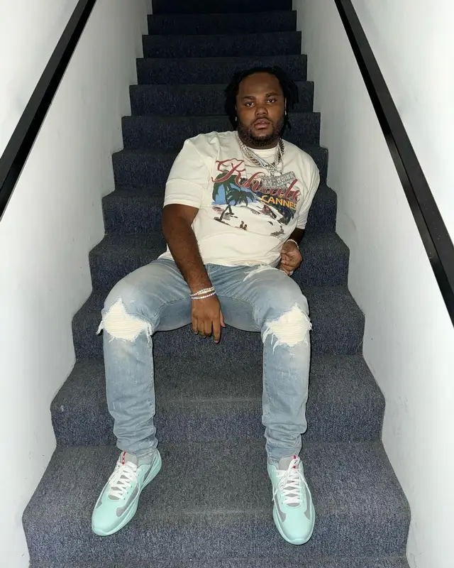 Tee Grizzley outfit in Rhude, Amiri, and Prada, 2024