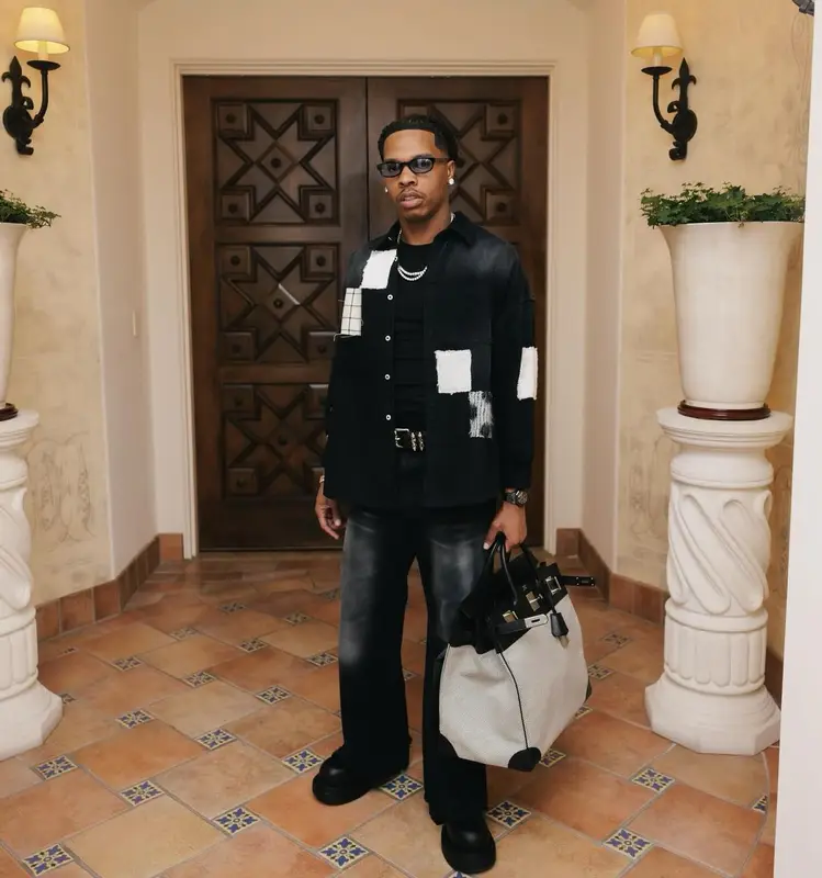 Lil Baby outfit in Marni, Chrome Hearts, and Hermes, 2024