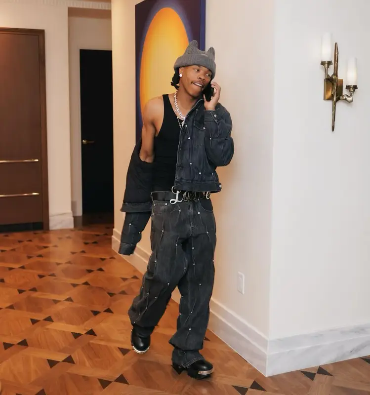 Lil Baby outfit in Kusikohc, Balenciaga, and Loewe, 2024
