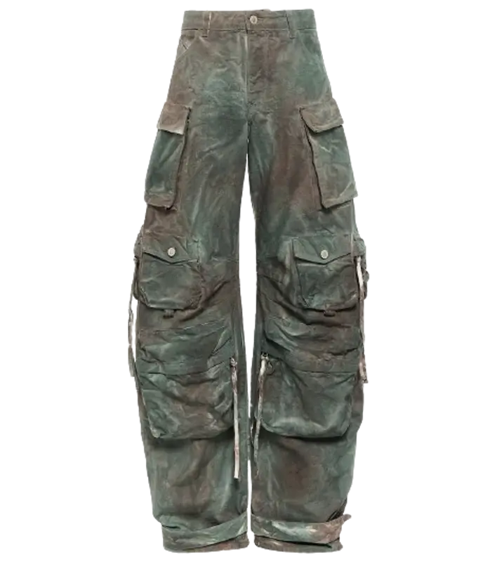 The Attico Fern oversized denim cargo pants $1270