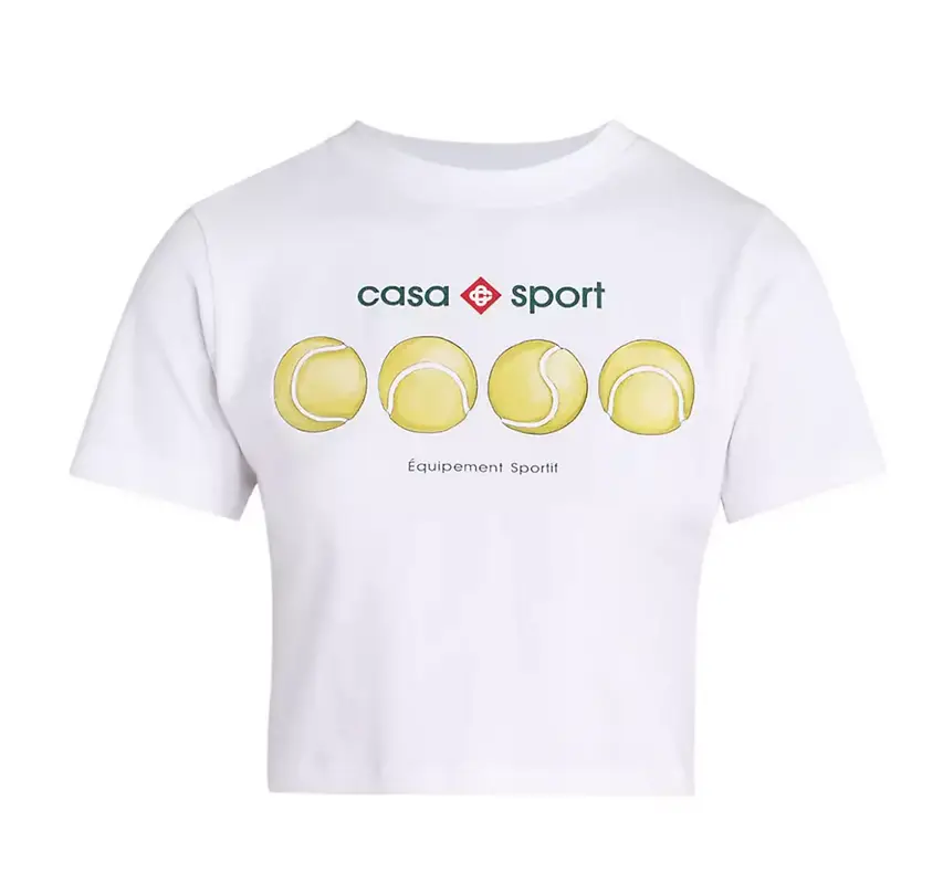 Casablanca Tennis Ball Graphic Cotton Crop Baby Tee $220